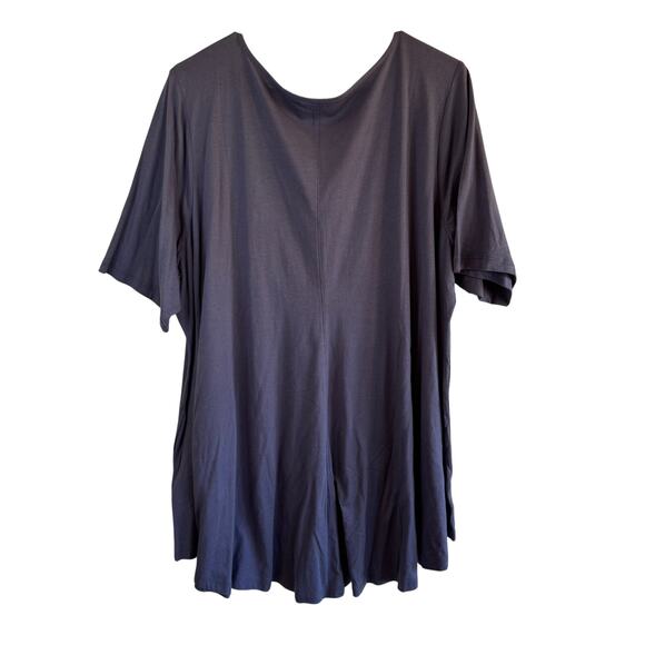 Logo Lori Goldstein Plus 3X Tunic Blue V Neck Short Sleeve Top - Picture 2 of 6